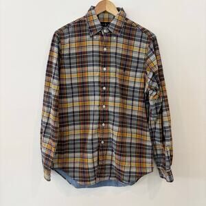Vintage Ralph Lauren Plaid Button Down Mens Medium 100% Cotton